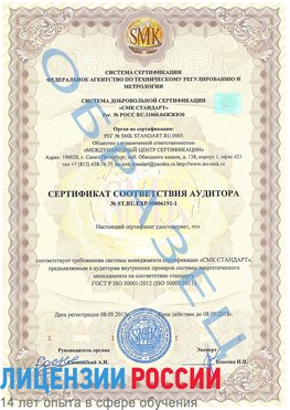 Образец сертификата соответствия аудитора №ST.RU.EXP.00006191-1 Луховицы Сертификат ISO 50001